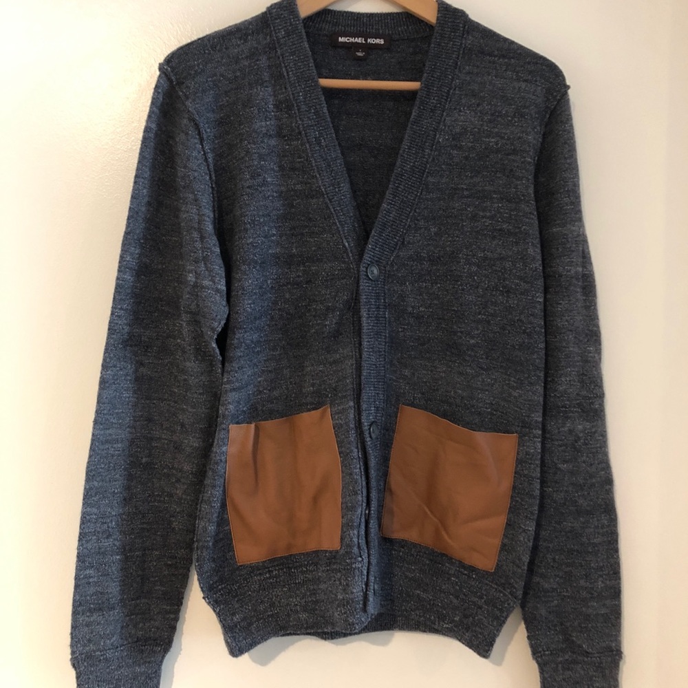 Michael Kors Sweater w/ Lthr Pockets/Elbow Patches